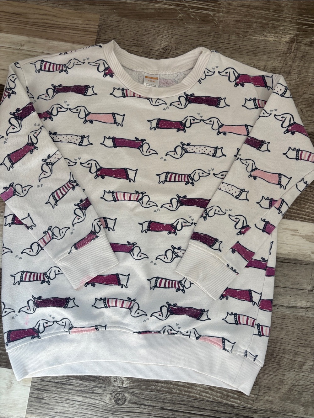 Gymboree Cream Sweatshirt with Pink & Purple Dachshund Pattern